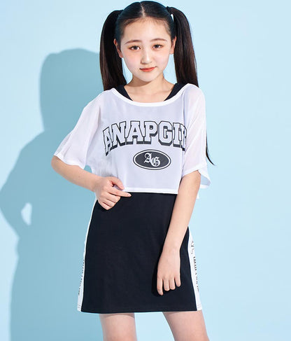 シアー Tシャツ × サイド ライン タンク ワンピース SET 918-7478