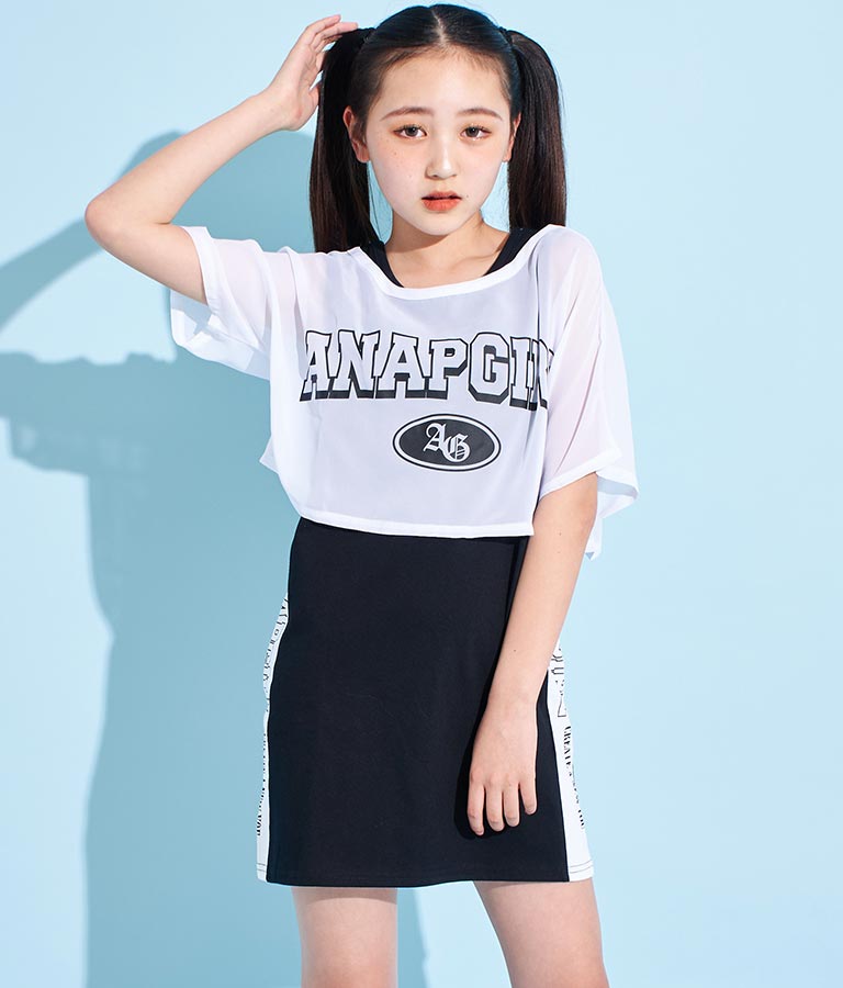 シアー Tシャツ × サイド ライン タンク ワンピース SET 918-7478