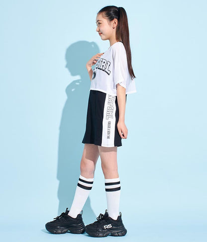 シアー Tシャツ × サイド ライン タンク ワンピース SET 918-7478