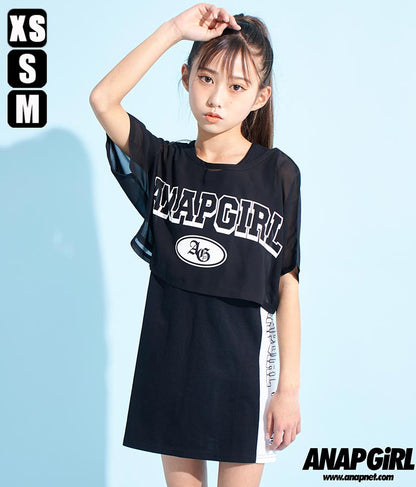 シアー Tシャツ × サイド ライン タンク ワンピース SET 918-7478