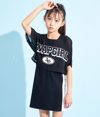 シアー Tシャツ × サイド ライン タンク ワンピース SET 918-7478