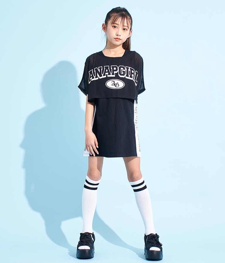 シアー Tシャツ × サイド ライン タンク ワンピース SET 918-7478