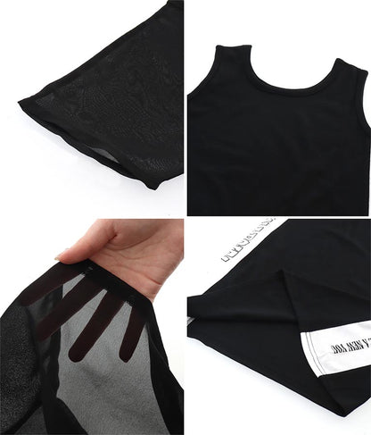シアー Tシャツ × サイド ライン タンク ワンピース SET 918-7478