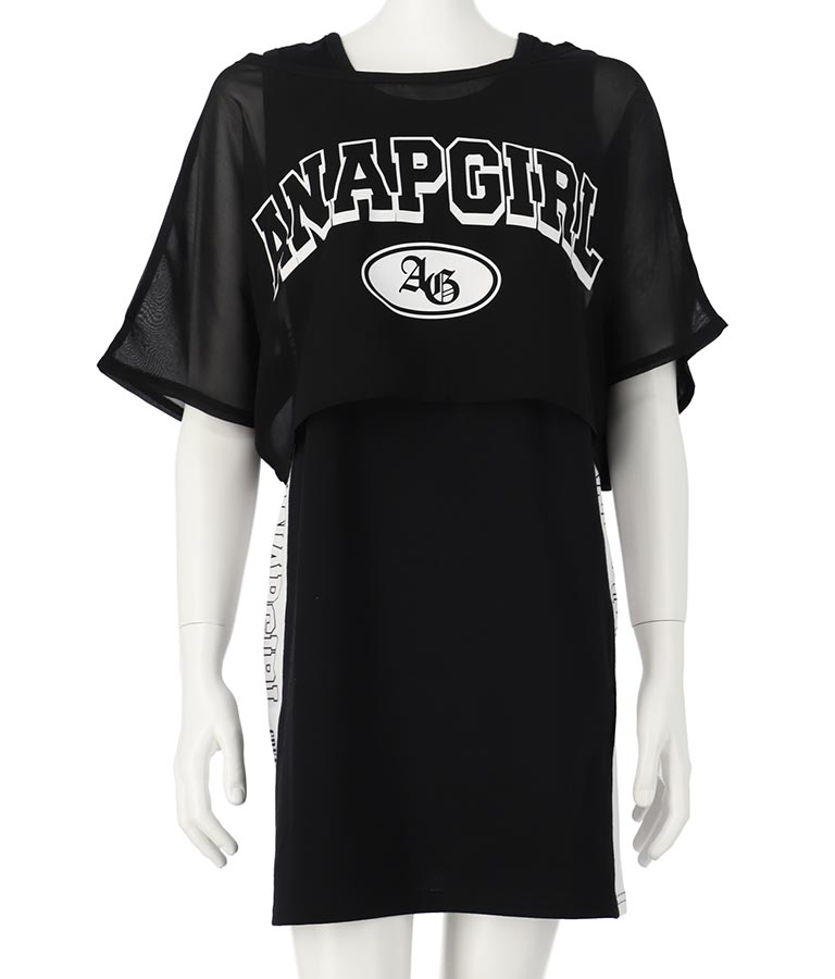 シアー Tシャツ × サイド ライン タンク ワンピース SET 918-7478