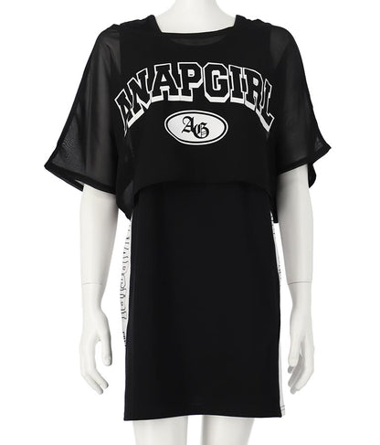 シアー Tシャツ × サイド ライン タンク ワンピース SET 918-7478