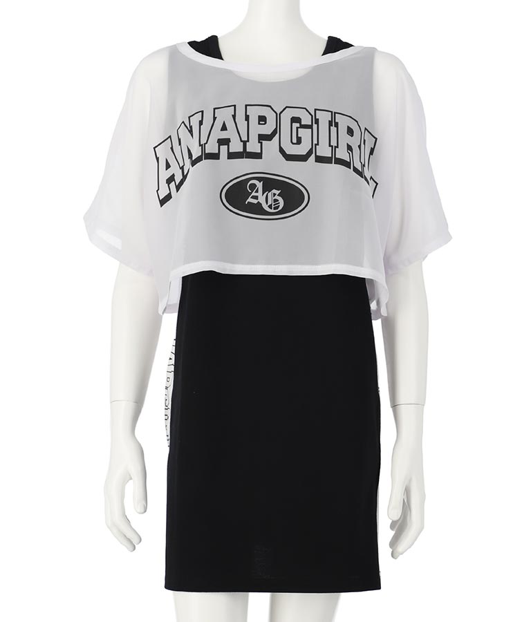 シアー Tシャツ × サイド ライン タンク ワンピース SET 918-7478