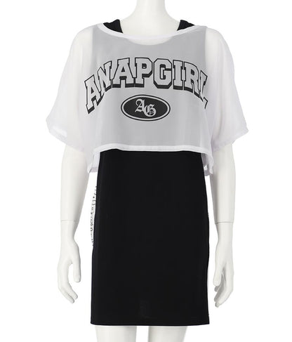 シアー Tシャツ × サイド ライン タンク ワンピース SET 918-7478