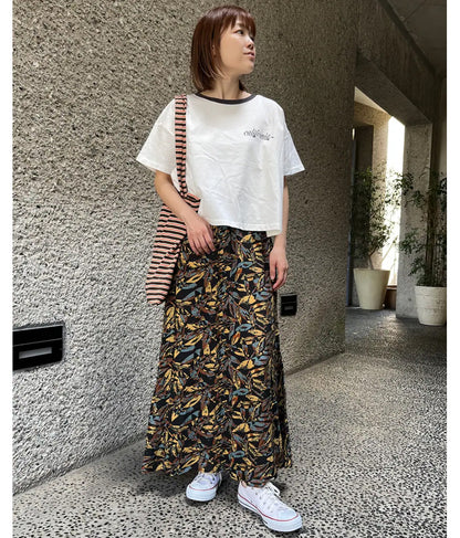 国旗 プリント コットン リンガー Tシャツ 853-5858