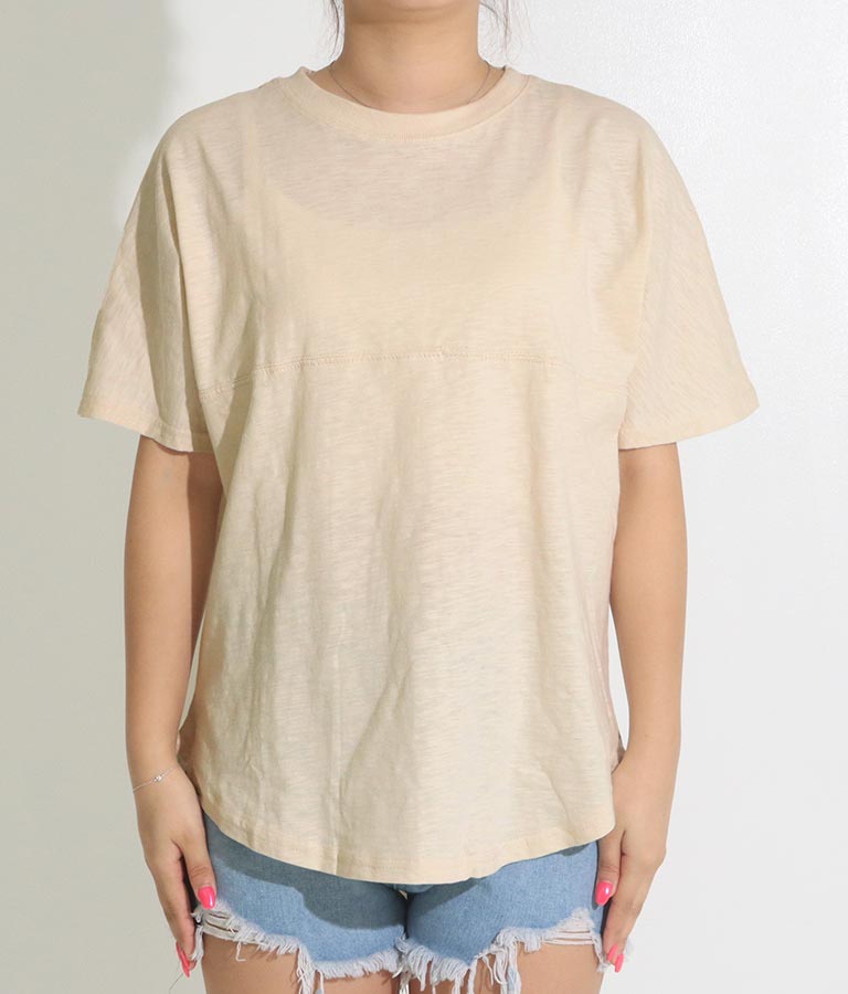 切替 ビッグ 無地 半袖 スラブ Tシャツ 853-5818