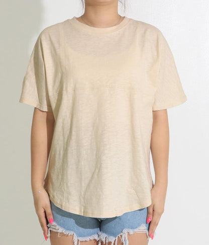 切替 ビッグ 無地 半袖 スラブ Tシャツ 853-5818