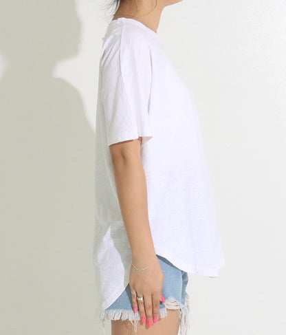 切替 ビッグ 無地 半袖 スラブ Tシャツ 853-5818