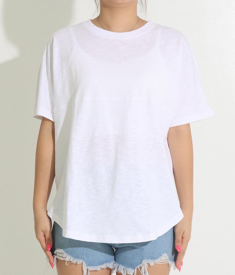 切替 ビッグ 無地 半袖 スラブ Tシャツ 853-5818