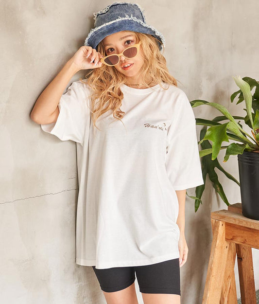 Hawaii プリント ビッグ Tシャツ 853-5855