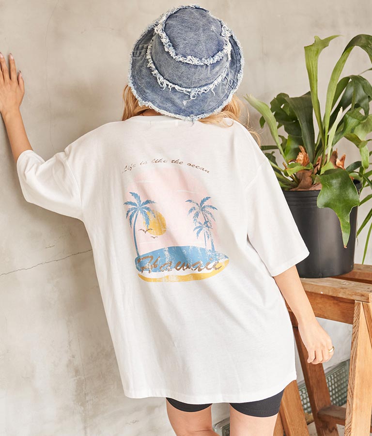 Hawaii プリント ビッグ Tシャツ 853-5855