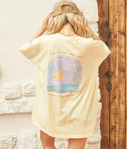 Hawaii プリント ビッグ Tシャツ 853-5855