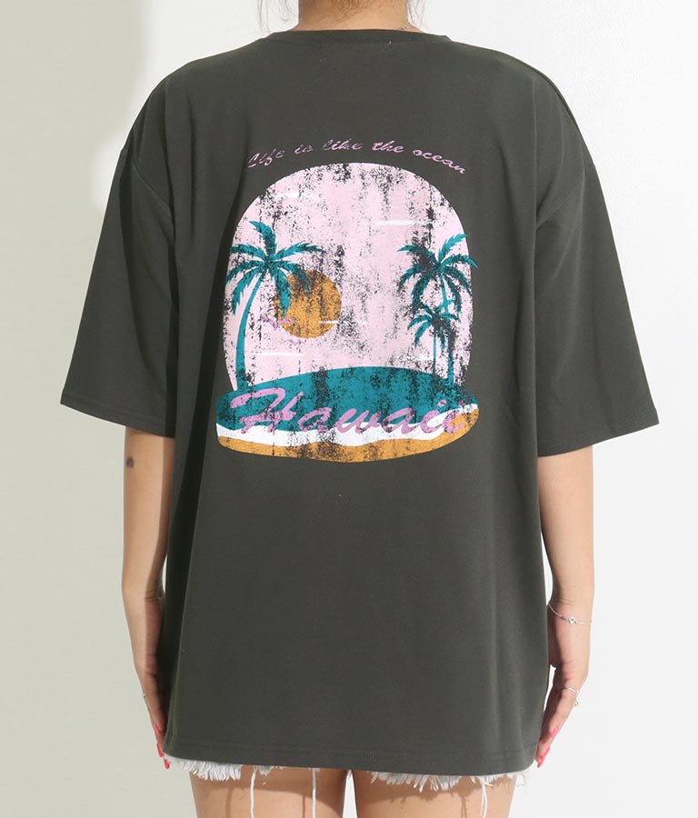 Hawaii プリント ビッグ Tシャツ 853-5855