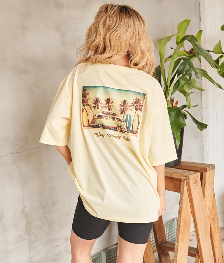 BUS フォトプリント ビッグ Tシャツ 853-5859