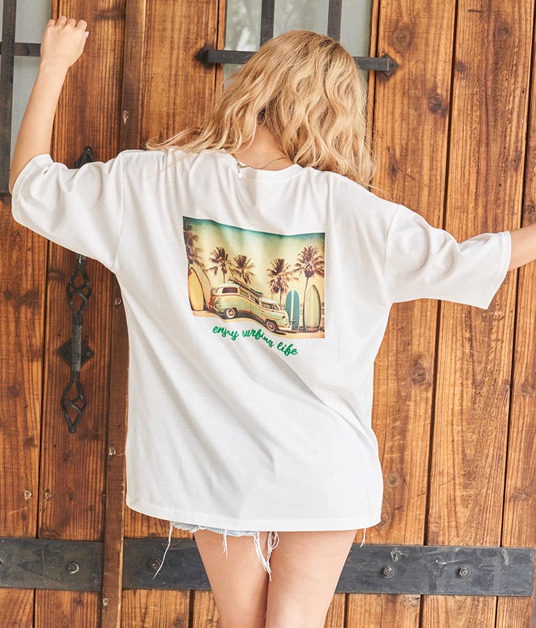 BUS フォトプリント ビッグ Tシャツ 853-5859