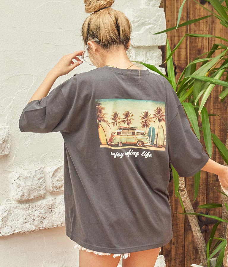 BUS フォトプリント ビッグ Tシャツ 853-5859