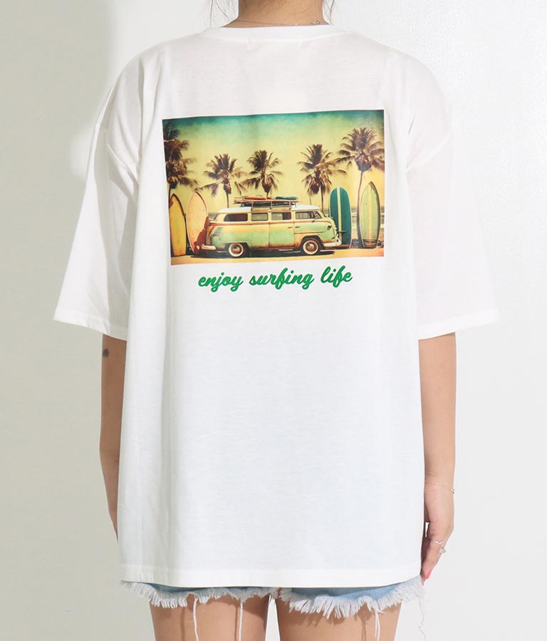 BUS フォトプリント ビッグ Tシャツ 853-5859