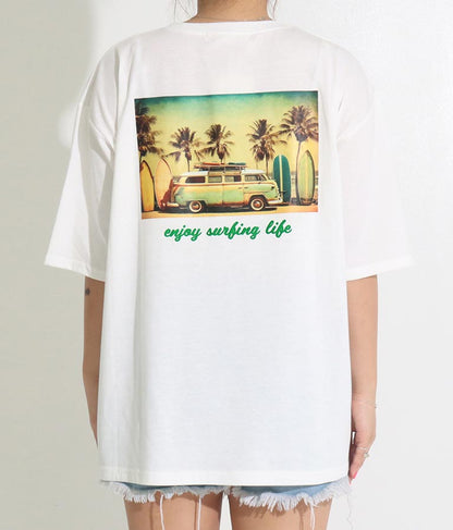 BUS フォトプリント ビッグ Tシャツ 853-5859