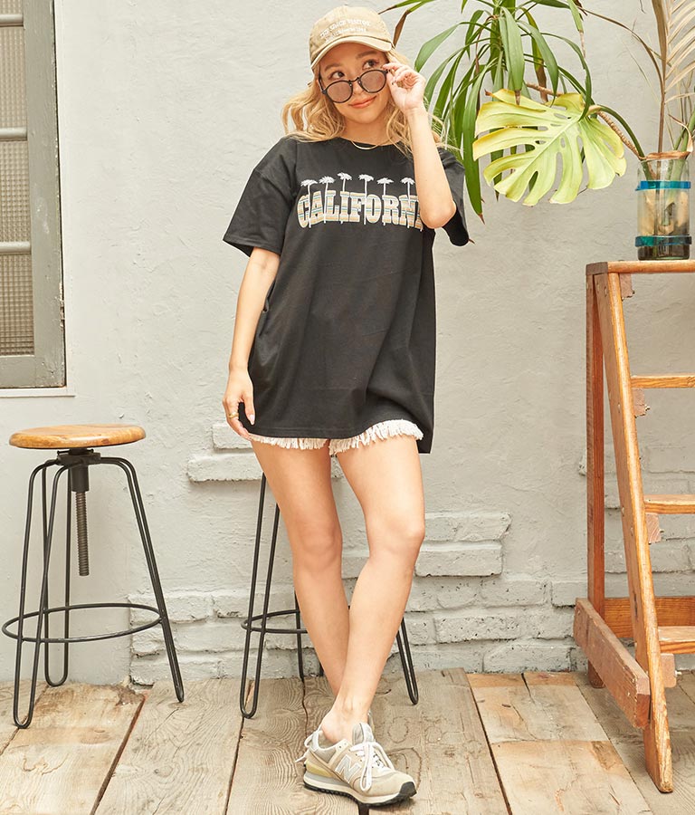 CALIFORNIA ボーダー パームツリー 半袖 ビッグ Tシャツ 853-5868