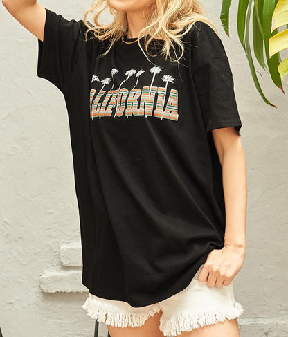 CALIFORNIA ボーダー パームツリー 半袖 ビッグ Tシャツ 853-5868