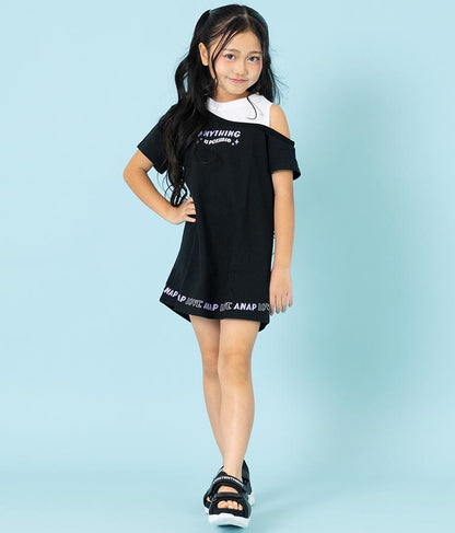 アシンメトリー オフショルダー バックジップ ワンピース 427-3278