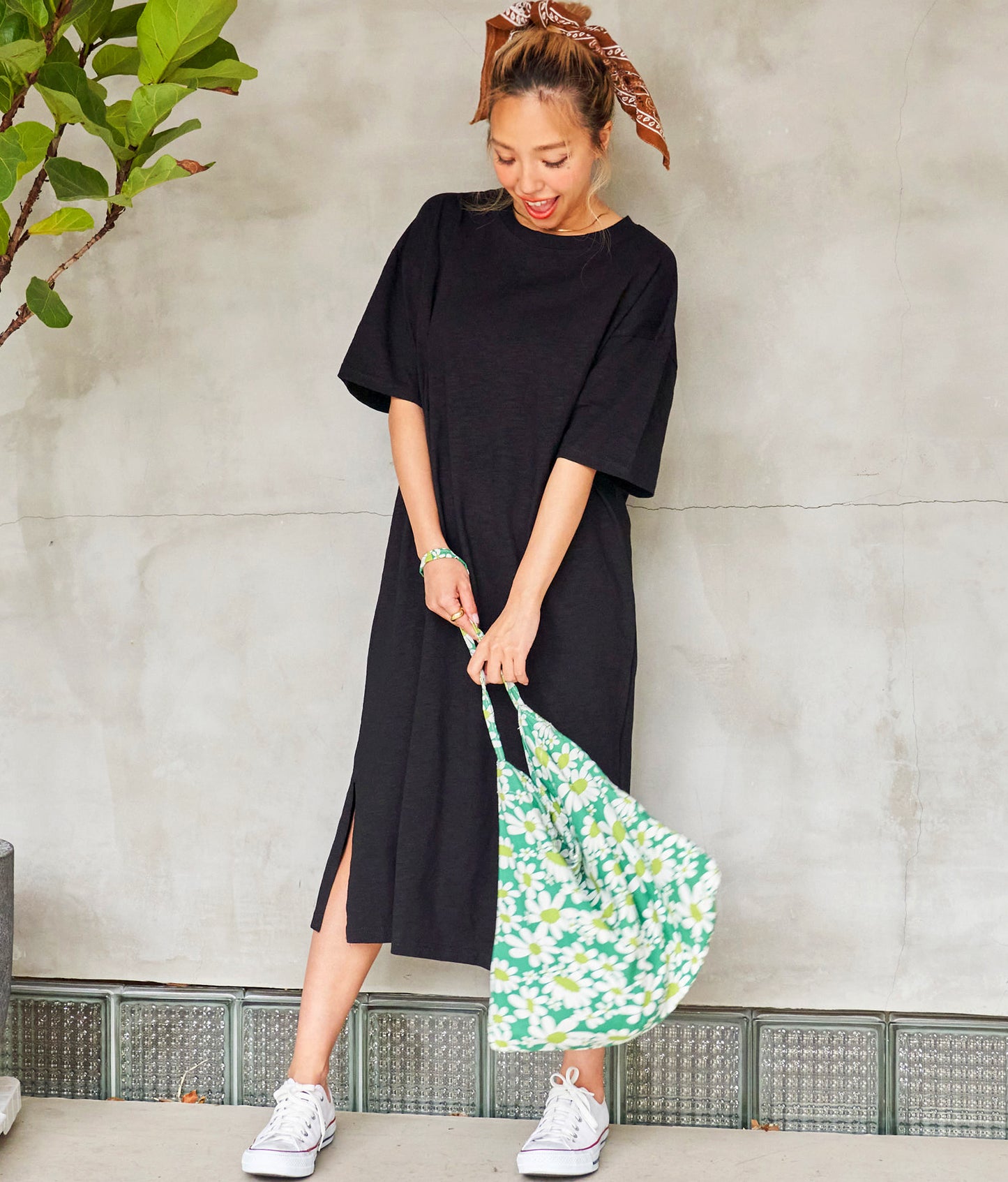 無地 スラブ マキシ ロング ワンピース 857-5819