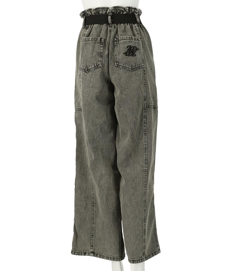 【ティーンズライン】ベルト付 ケミカル ストレート パンツ （M、Lサイズ展開） 912-7501