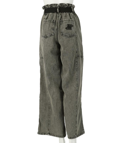 【ティーンズライン】ベルト付 ケミカル ストレート パンツ （M、Lサイズ展開） 912-7501