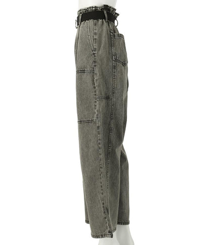 【ティーンズライン】ベルト付 ケミカル ストレート パンツ （M、Lサイズ展開） 912-7501