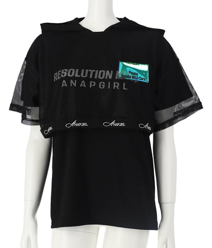 メッシュ フェイク レイヤード フーディ 913-7490