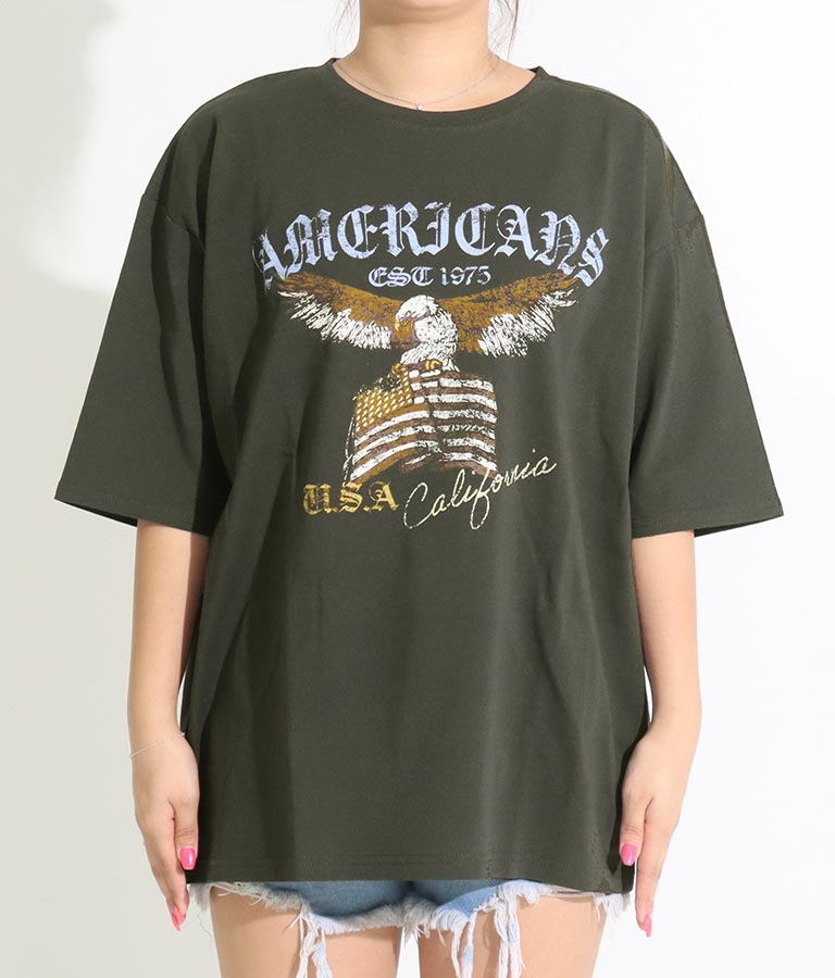 イーグル プリント コットン ビッグ Tシャツ