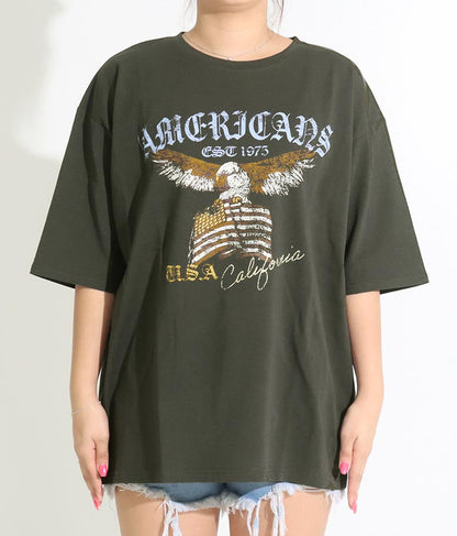 イーグル プリント コットン ビッグ Tシャツ