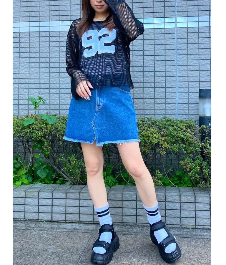 フロント スリット デニム ミニ スカート 151-5565