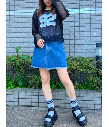 フロント スリット デニム ミニ スカート 151-5565