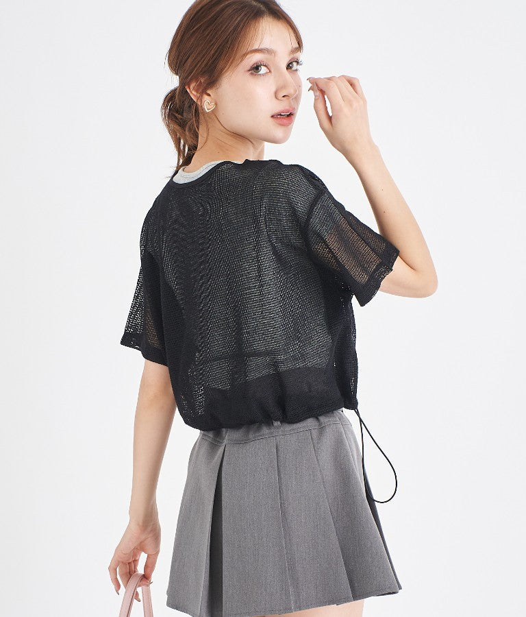 裾 ドロスト メッシュ トップス 523-6842