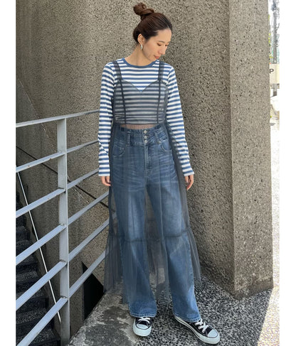 3つボタン ストレッチ ストレート デニム パンツ 792-9117