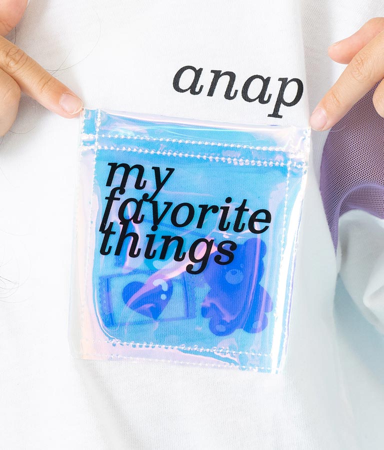 クリア ポケット付 メッシュ 切替 ビッグ Tシャツ 423-3307