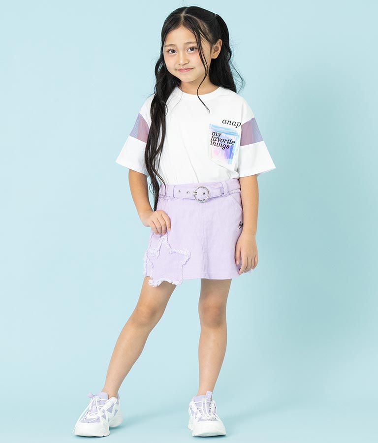 クリア ポケット付 メッシュ 切替 ビッグ Tシャツ 423-3307