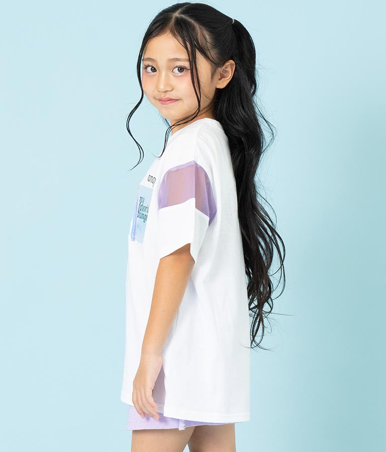 クリア ポケット付 メッシュ 切替 ビッグ Tシャツ 423-3307