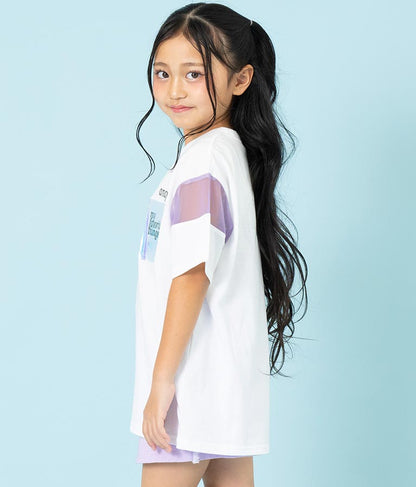 クリア ポケット付 メッシュ 切替 ビッグ Tシャツ 423-3307