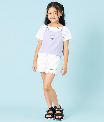 ハート あき ビーズ付 キャミソール + Tシャツ セット 428-3279