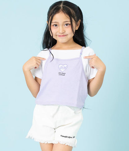 ハート あき ビーズ付 キャミソール + Tシャツ セット 428-3279