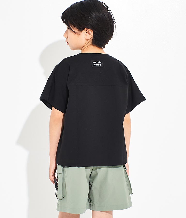 素材切替 手書き プリント ドルマン トップス Tシャツ 423-3290