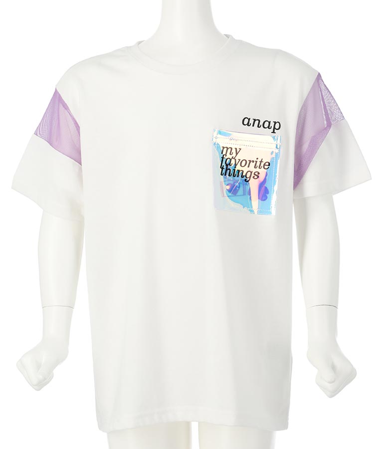 クリア ポケット付 メッシュ 切替 ビッグ Tシャツ 423-3307