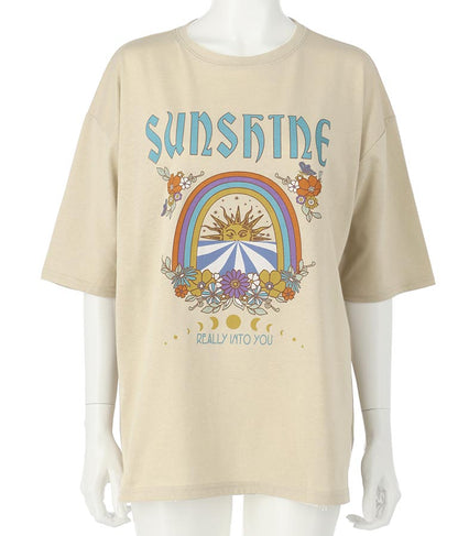 SUN&FLOWER プリント 半袖 ビッグ Tシャツ 853-5870