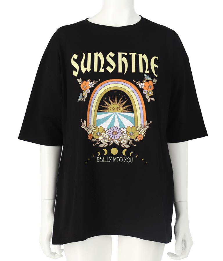 SUN&FLOWER プリント 半袖 ビッグ Tシャツ 853-5870
