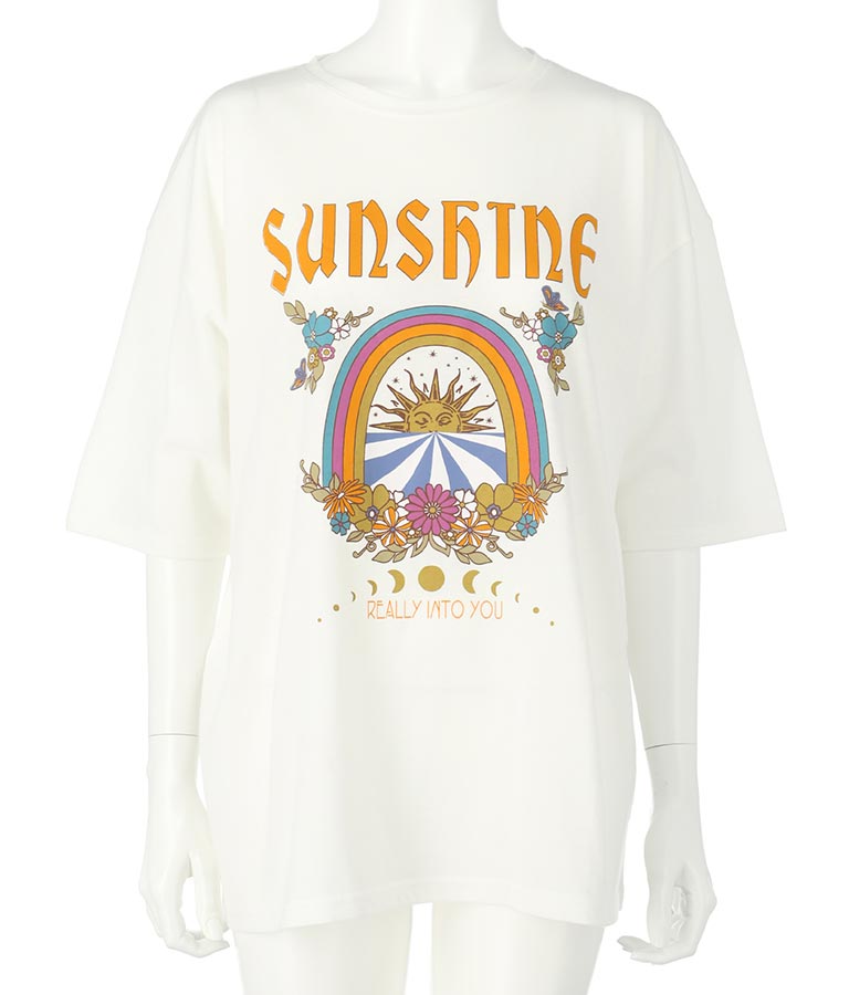 SUN&FLOWER プリント 半袖 ビッグ Tシャツ 853-5870
